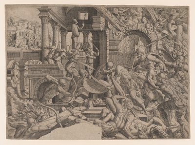 Säcken av Troja, 1535-55. av Jean Mignon