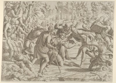 Den förrädiska sinonen fördes in i Trajans läger av herdarna, 1535-55. av Jean Mignon