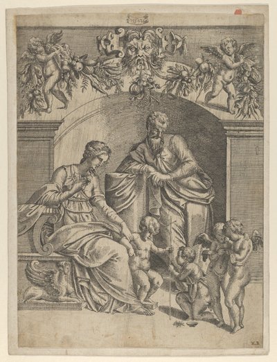 Jungfrun med Jesusbarnet älskad av Johannes, 1543. av Jean Mignon