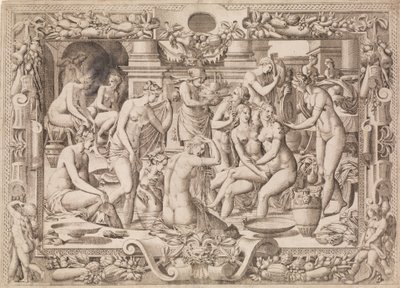 Kvinnor som badar, 1535-55. av Jean Mignon