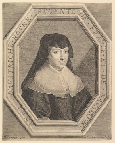 Anne av Österrike, Frankrikes drottning, i sorgklänning. av Jean Morin
