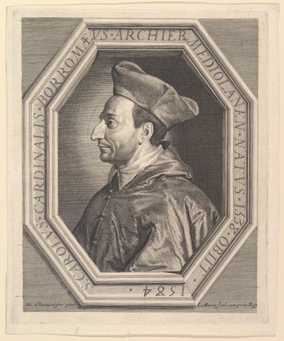 Saint Charles Borromeo, kardinal och ärkebiskop av Milano. av Jean Morin