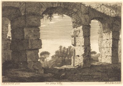 Ruinerna av en akvedukt av Jean Morin after Claude Lorrain