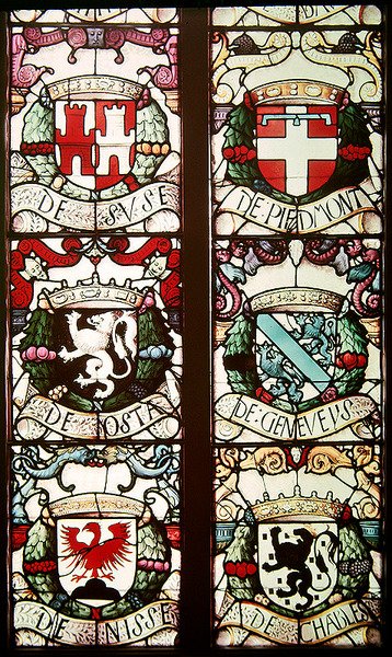 Heraldiska vapen förknippade med Philibert av Savojen, make till givaren Margareta av Österrike av Jean Orquois Jean Brachon Antoine Noisin