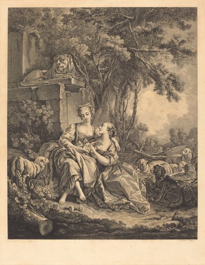 De två förtrogna av Jean Ouvrier after François Boucher