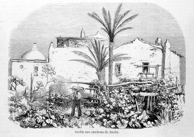 Trädgårdar runt Bastia. Gravyr av Laurens. av Jean Paul Laurens