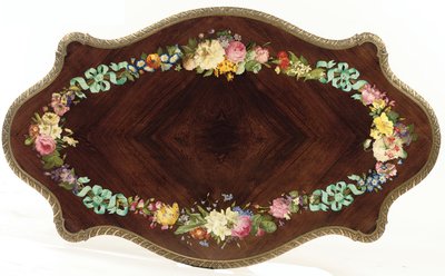 Napoleon III mittbord, ca 1856 (rosenträ & emalj) (se även 476434 och 476436) av Jean Pierre Alexandre Tahan