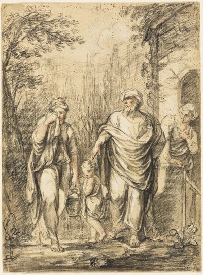Abraham kastar ut Hagar och Ismael av Jean Pierre Antoine Tassaert