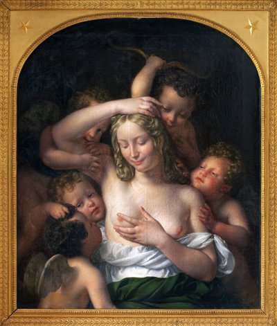 Nymf och kärlek. Målning av Jean Pierre Granger (1779-1840), olja på trä, 96,5 x 82 cm av Jean Pierre Granger