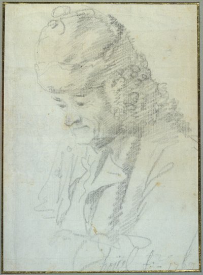 Voltaire (1694-1778) på ålderns höst, 1769 (krita på papper) av Jean Pierre Houel