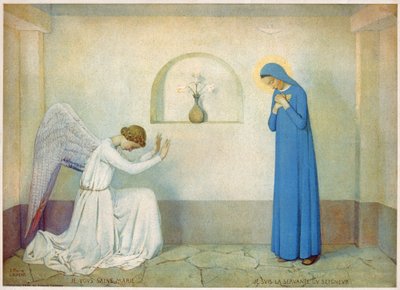 Bebådelse till Jungfrun. (gravyr, cirka 1920) av Jean Pierre Laurens