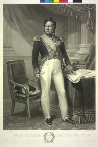 Frankrikes kung Ludvig Filip (akvatint) av Jean Pierre Marie Jazet