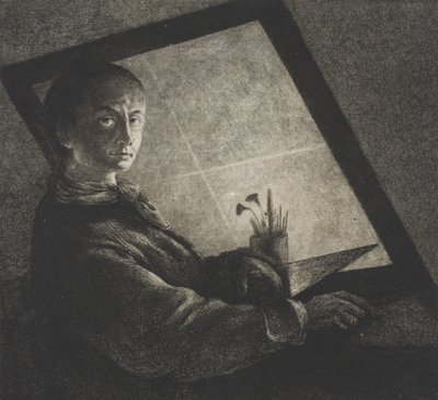 Självporträtt, ca 1778 av Jean Pierre Norblin de La Gourdaine