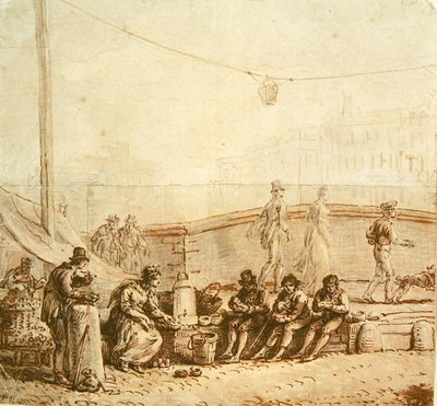 Kaffesäljaren på Pont-Neuf, 1819 av Jean Pierre Norblin de La Gourdaine