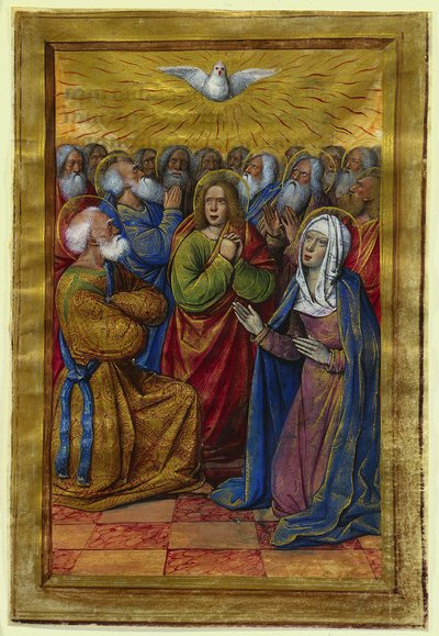 Miniatyr från en timbok: Pingstdagen, ca. 1500. av Jean Poyet