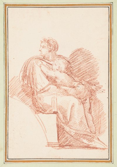 Josiah med Jekonja i famnen, Kristi förfäder från Sixtinska kapellets tak av Michelangelo av Jean Robert Ango