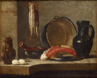 Stilleben av köksredskap, c1733-1734 av Jean Baptiste Simeon Chardin