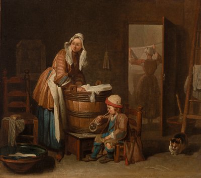 Kvinna som tvättar (The Washerwoman) av Jean-Baptiste Simeon Chardin