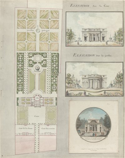 Projekt för huset och trädgårdarna i Mlle. Guimard av Jean Testard and Charles Philippe Campion de Tersan