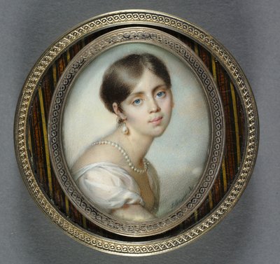 Porträtt av en ung kvinna i vitt, 1805. av Jean Urbain Guerin