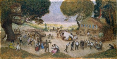 Skiss till Hôtel de Ville de Paris: Fête champêtre, ca 1906 (blyerts, olja på trä) av Jean Veber