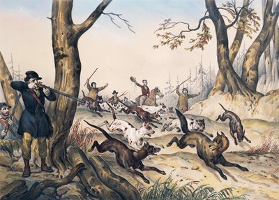 Vargjakt, gravyr av Jean Victor Adam (1801-1866) av Jean Victor Adam