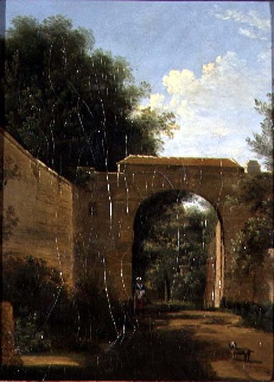 A Walled Garden (olja på duk) av Jean Victor Bertin