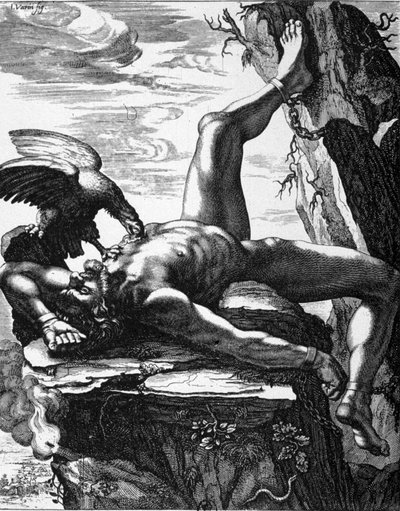Chained Prometheus - i målningar av templet för Muses of De Marolles. Paris av Jean Warin