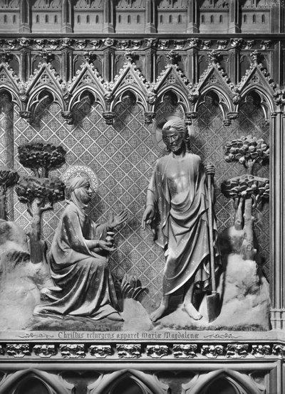 Katedral, interiör, korduk, Jesus Kristus visar sig för Maria Magdalena, ca 1340-51 (polykrom sten) av Jean and Jean Le Boutellier Ravy