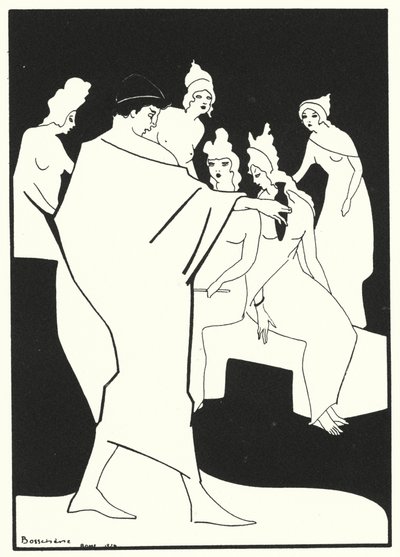 Ovidius kärleksböcker: Kom och lär dig av mig hur du kan ge din hud en bländande vithet (färglitografi) av Jean de Bosschere