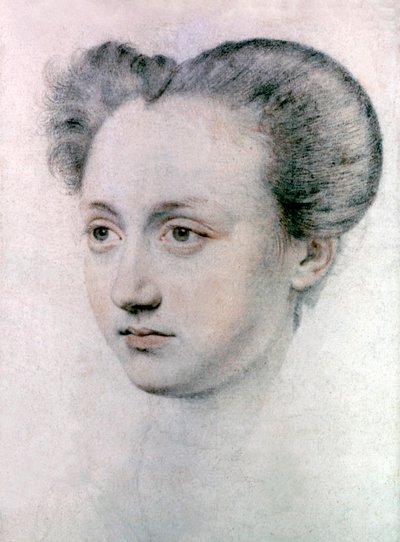 Marie Touchet (1549-1638) älskarinna till den franske kungen Karl IX, ca 1570 (teckning) av Jean de Court