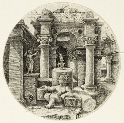 Sittande nakenbarn av Jean de Gourmont
