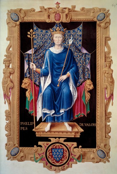 Porträtt till fots av kung Filip VI av Valois (1293-1350) Miniatyr av Jean du Tillet (1484-1520) från "" Recueil des kings de France"" 1500-talets Paris, B.N. av Jean du Tillet