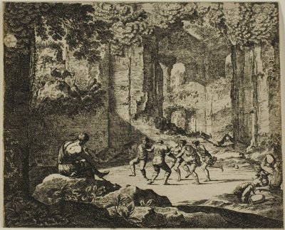 Herdarnas dans i antika ruiner av Jean le Pautre