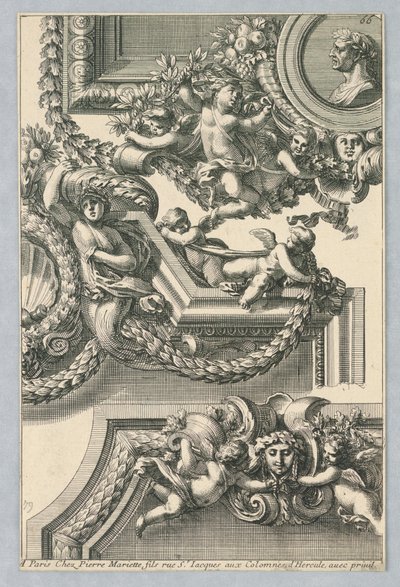 Design för målade ramar, från "Bordures de Tableau" av Jean le Pautre