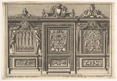 Design för en körskärm med två varianter, från: Clôtures de chapelles, 1600-talet. av Jean le Pautre