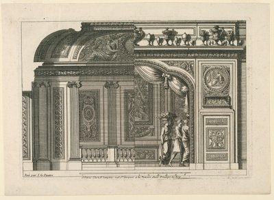 Design för en fransk alkov, från "Alcoves à le Francoise" av Jean le Pautre