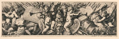 Fris: Trophies of Arms och Putti av Jean le Pautre