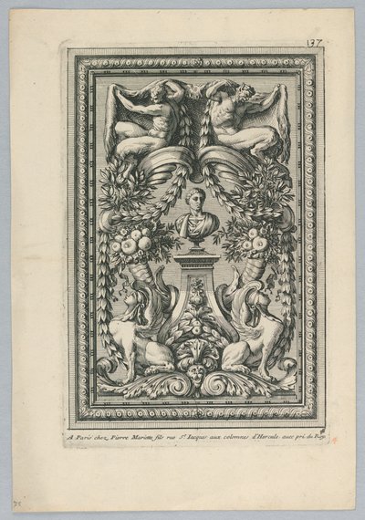 Ark från uppsättningen, "Peaneaux Ornaments for... Paneling" av Jean le Pautre