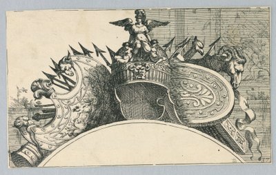 Trophy of Arms (En vapentrofé ovanför en galge) av Jean le Pautre