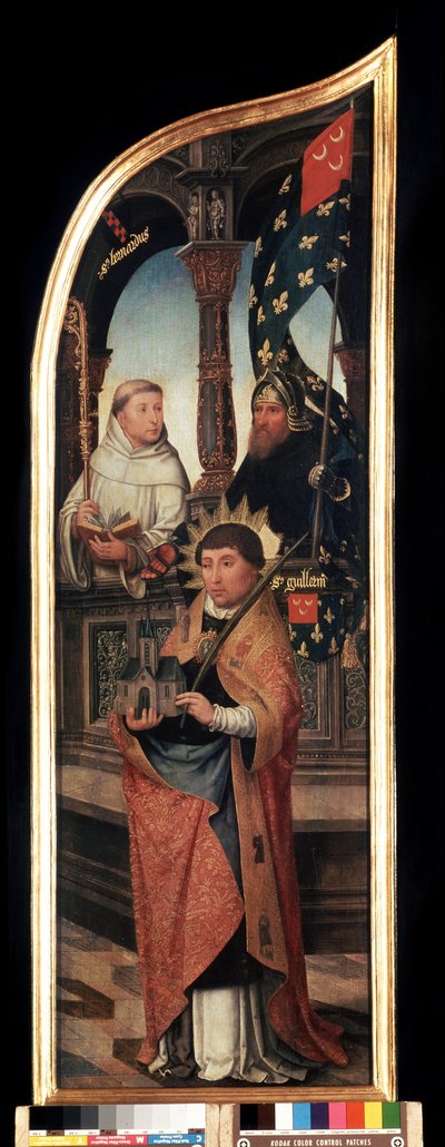 ""Representation av Saint William of Bryssel, Saint Bernard of Clairvaux (San Bernardo di Chiaravalle)"" Höger panel av triptyken av tillkännagivandet (Bekännelsen). Målning på trä av Jean Bellegambe den äldre (1470-1534) Sankt Petersburg, m av Jean the Elder Bellegambe