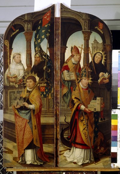 Sankt Trond och Sankt Guillaume. Fasta paneler av en triptyk (Saint Trudo och Saint Guillaume. Två sidopaneler av Triptyken). Målning av Jean (Jehan) Bellegambe (Belgamb, Belgland) (1470-1534), olja på duk av Jean the Elder Bellegambe