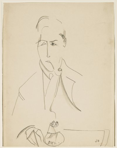 Porträtt av Modigliani med pipa av Jeanne Hébuterne