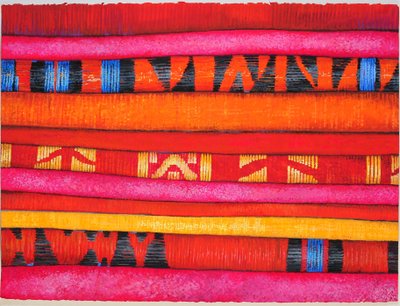 Moroccan Fabrics 2, 2013 (gouache på papper) av Jeanne Maze
