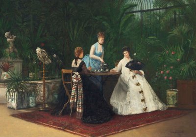 Te i vinterträdgården, 1893. av Jeanne Samson