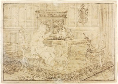 Skiss av "Schackspelare" av Jefferson David Chalfant