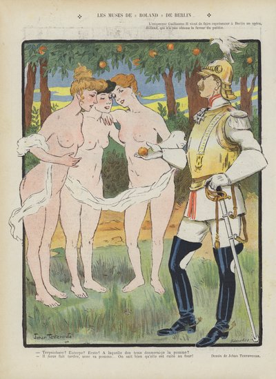 Muserna av Roland av Berlin. Illustration för Le Rire av Jehan Testevuide