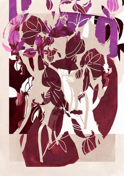 Abstrakta blommor i magenta av Jenja Braun