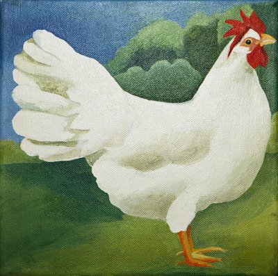 Cockerel, 2013 (akryl på duk) av Jennifer Abbott