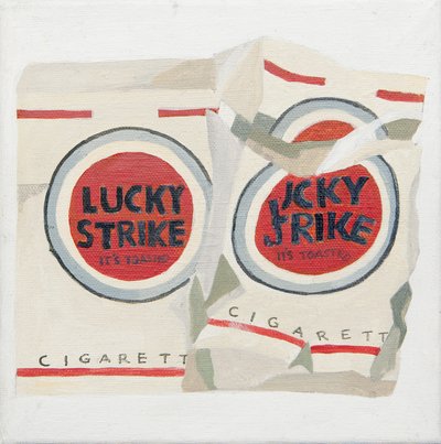 Vita Lucky Strike-cigarettpaket (akryl) av Jennifer Abbott